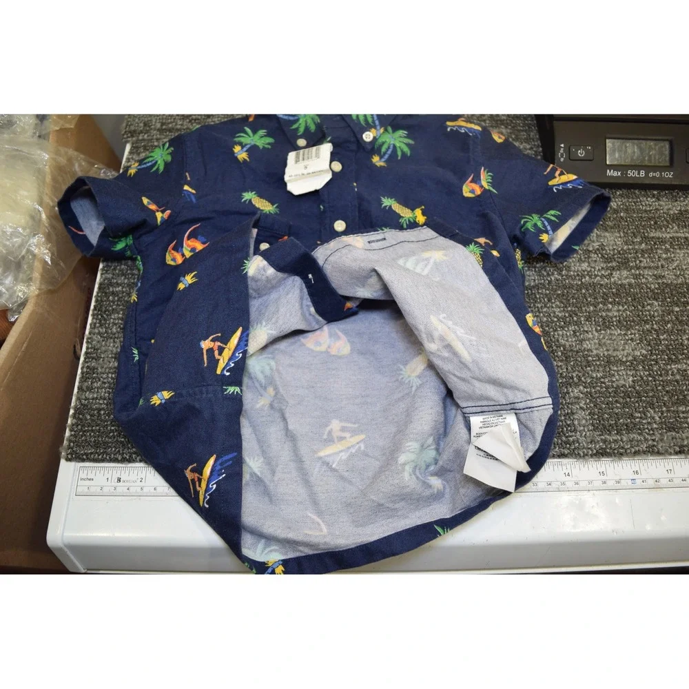 NEW Ralph Lauren Polo Hawaiian Tropical Surfer Pineapple Button Up Shirt BOYS 5T